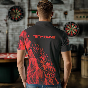 Red And Black Dartboard Fire Flame Darts Polo & Quarter Zip Custom Dart Shirt For Men Dart Jerseys TDM3707