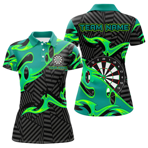 Black Turquoise Personalized Women Darts Polo Shirts Custom Darts Shirts For Women Darts Team Jerseys TDM1428