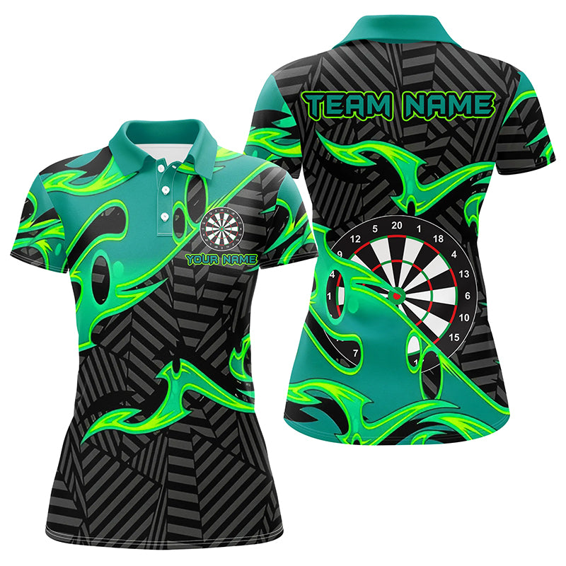 Black Turquoise Personalized Women Darts Polo Shirts Custom Darts Shirts For Women Darts Team Jerseys TDM1428