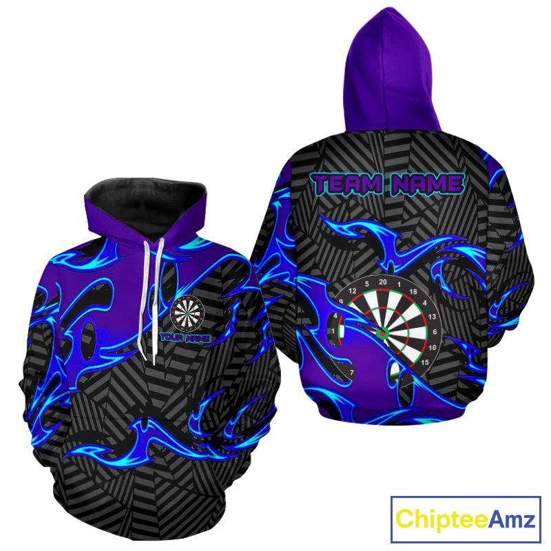 Black And Purple Dartboard Hoodie Darts Shirts For Men And Women Custom Darts League Team Jersey TDM1429
