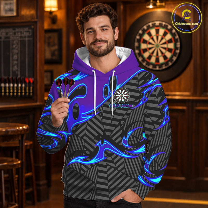 Black And Purple Dartboard Hoodie Darts Shirts For Men And Women Custom Darts League Team Jersey TDM1429