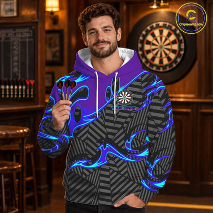 Black And Purple Dartboard Hoodie Darts Shirts For Men And Women Custom Darts League Team Jersey TDM1429