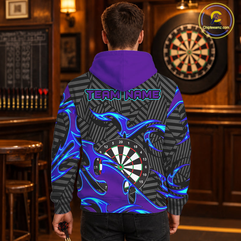 Black And Purple Dartboard Hoodie Darts Shirts For Men And Women Custom Darts League Team Jersey TDM1429
