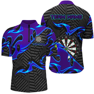 Black Purple Darts Board Personalized Men Dart Quarter-Zip Shirt Custom Darts Team Jerseys TDM1429