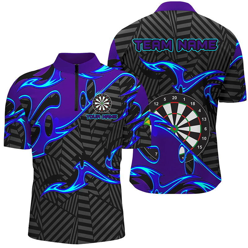 Black Purple Darts Board Personalized Men Dart Quarter-Zip Shirt Custom Darts Team Jerseys TDM1429