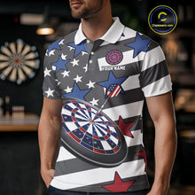 Load image into Gallery viewer, Patriotic American Flag Eagle Dart Shirts For Men Custom Darts Jerseys Team Polo &amp; 1/4 Zip TDM3883