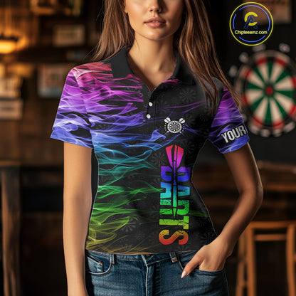Custom Rainbow Smoke Darts Shirt For Women, Darts Team Jersey Pocket Option TDM3886