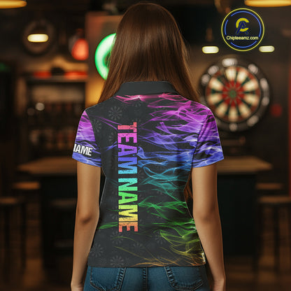 Custom Rainbow Smoke Darts Shirt For Women, Darts Team Jersey Pocket Option TDM3886