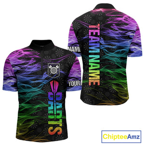 Custom Rainbow Smoke Darts Shirt For Men, Darts Team Jersey Pocket Option TDM3886