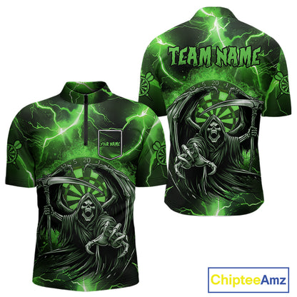 Green Grim Reaper Darts Shirt With Pocket Option For Men Custom Darts Jersey TDM3968