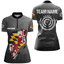 Load image into Gallery viewer, Personalized Grunge Maryland Archery Shirts For Women, Custom Maryland Flag Shirts For Archers TDM1800