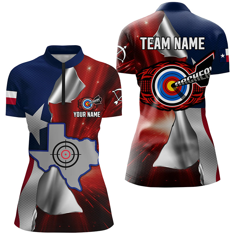 Personalized Texas Flag 3D Printed Women Archery Shirts, Best Patriotic Texas Archery Team Jerseys TDM1802