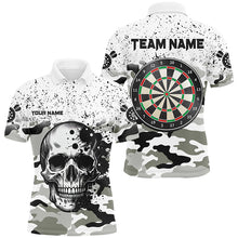 Load image into Gallery viewer, Personalized Black White Grunge Camo Skull Darts Shirts For Men Custom Unique Darts Team Jerseys TDM1994