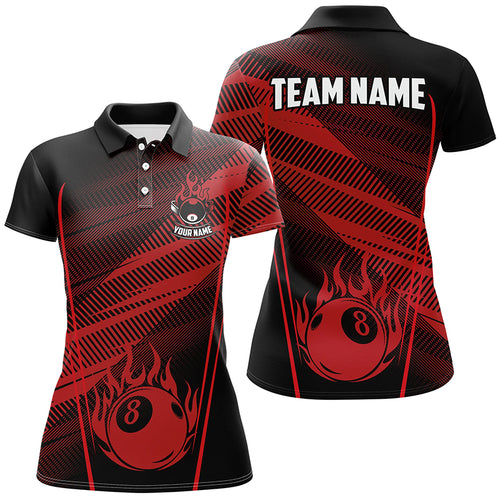 Personalized Red Jerseys 8 Ball Billiard Shirts For Women Custom Billiard 8 Ball Pool Team Shirts TDM2001