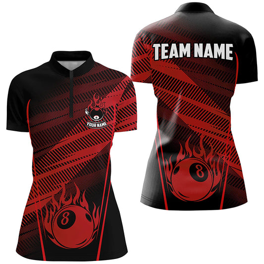Personalized Red Jerseys 8 Ball Billiard Shirts For Women Custom Billiard 8 Ball Pool Team Shirts TDM2001