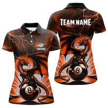 Load image into Gallery viewer, Lightning Thunder Dragon Custom Orange 8 Ball Pool Shirts For Women, Billiard Team League Jerseys TDM2003