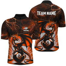 Load image into Gallery viewer, Lightning Thunder Dragon Custom Orange 8 Ball Pool Shirts For Men, Billiard Team League Jerseys TDM2003