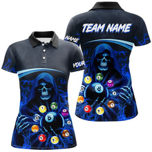 Load image into Gallery viewer, Blue Death Skeleton Custom Billiard Balls Pool Jerseys For Women, 3D Printed Billiard Team Shirts TDM2468