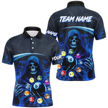 Load image into Gallery viewer, Blue Death Skeleton Custom Billiard Balls Pool Jerseys For Men, 3D Printed Billiard Team Shirts TDM2468