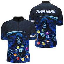 Load image into Gallery viewer, Blue Death Skeleton Custom Billiard Balls Pool Jerseys For Men, 3D Printed Billiard Team Shirts TDM2468