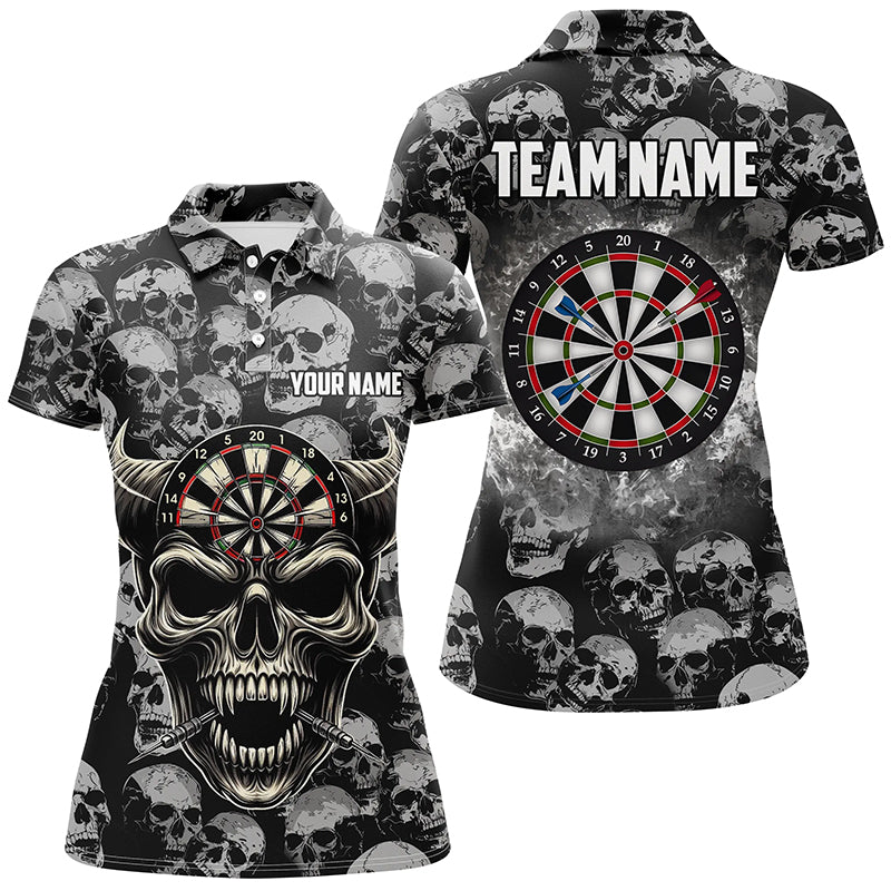 Personalized Retro Skull Pattern Darts Shirts For Women Custom Funny Skull Darts Jerseys For Team TDM2472