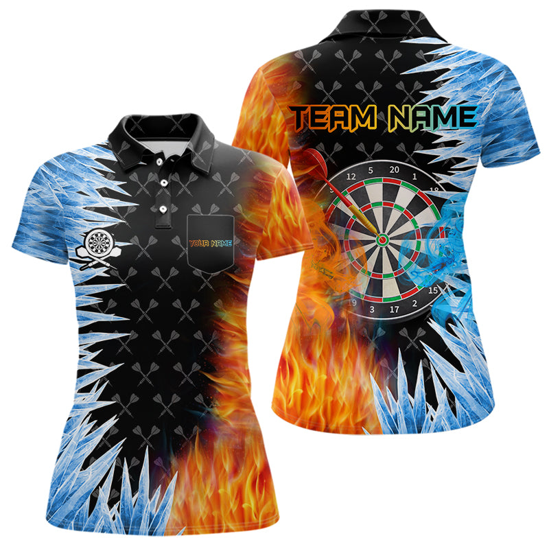 Custom Ice and Fire Darts Polo Shirt with Chest Pocket Designed for Personalized Darts Team Jerseys with Premium Athletic Performance and Dynamic Fire Ice Graphics