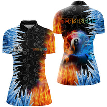 Load image into Gallery viewer, Billiard Ice And Fire Customized 8 Ball Pool Jerseys For Women, 3D Printed Billiard Team Shirts TDM2475
