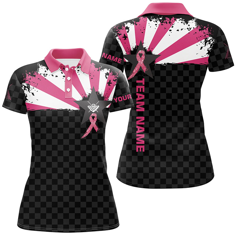 Pink Breast Cancer Awareness Shirt For Women, Custom Jerseys Billiard Sport Polo Shirts For Player TDM0343