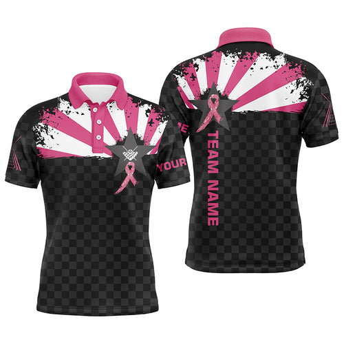 Pink Breast Cancer Awareness Shirt For Men, Custom Jerseys Billiard Sport Polo Shirts For Player TDM0343