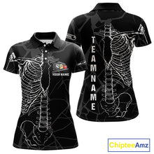 Load image into Gallery viewer, White Skeleton Custom Black Grunge Billiard Shirts For Women, Funny Billiard Jerseys Short Sleeve TDM2723