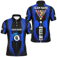 Load image into Gallery viewer, Personalized Blue 3D 8 Ball Pool Custom Billiard Team Shirts, Pool Tournament Jerseys For Men TDM2724