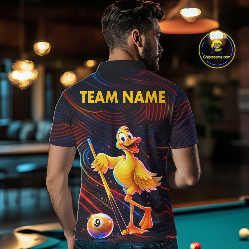 Funny Neon Duck 8 Ball & 9 Ball Billiard Shirt For Men Custom Pool Team Jersey Polo & 1/4 Zip TDM7836