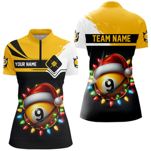 Funny 9 Ball Pool Colorful Christmas Light Custom Women Billiard Shirt 9 Ball Xmas Billiard Jersey TDM2965