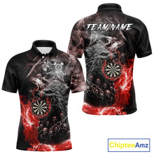 Load image into Gallery viewer, Personalized Wolf And Skull Smoke Red Mens Dart Shirts Custom Dart Jerseys Team Polo &amp; 1/4 Zip TDM5185
