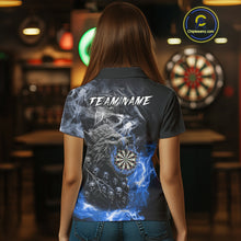 Load image into Gallery viewer, Personalized Wolf And Skull Smoke Blue Womens Dart Shirts Custom Dart Jerseys Team Polo &amp; 1/4 Zip TDM5186