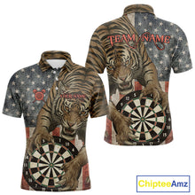 Load image into Gallery viewer, Personalized Vintage American Flag Tiger Darts Shirt For Men, Patriotic Dart Team Jerseys TDM5189