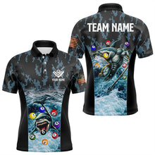 Load image into Gallery viewer, Blue Pool Ball Wave Ocean Custom Shark Billiard Polo &amp; Quarter Zip For Men Billiard League Jerseys TDM3208