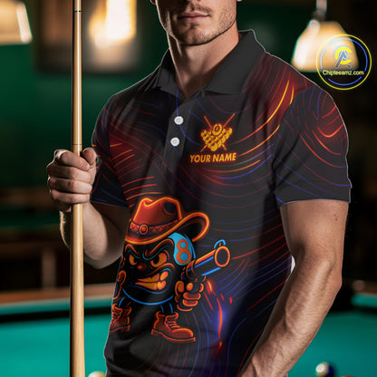 Funny Neon 8 Ball Billiard Shirt For Men Custom Pool Team Shirt, Billiard Jersey Polo & 1/4 Zip TDM5446