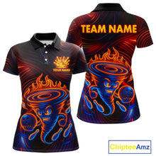 Load image into Gallery viewer, Funny Neon Tornado Flame Bowling Jersey For Women Custom Bowling Shirt Team Polo &amp; Quarter Zip TDM5447