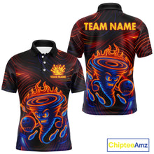 Load image into Gallery viewer, Funny Neon Tornado Flame Bowling Jersey For Men Custom Bowling Shirt Team Polo &amp; Quarter Zip TDM5447