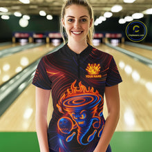 Load image into Gallery viewer, Funny Neon Tornado Flame Bowling Jersey For Women Custom Bowling Shirt Team Polo &amp; Quarter Zip TDM5447