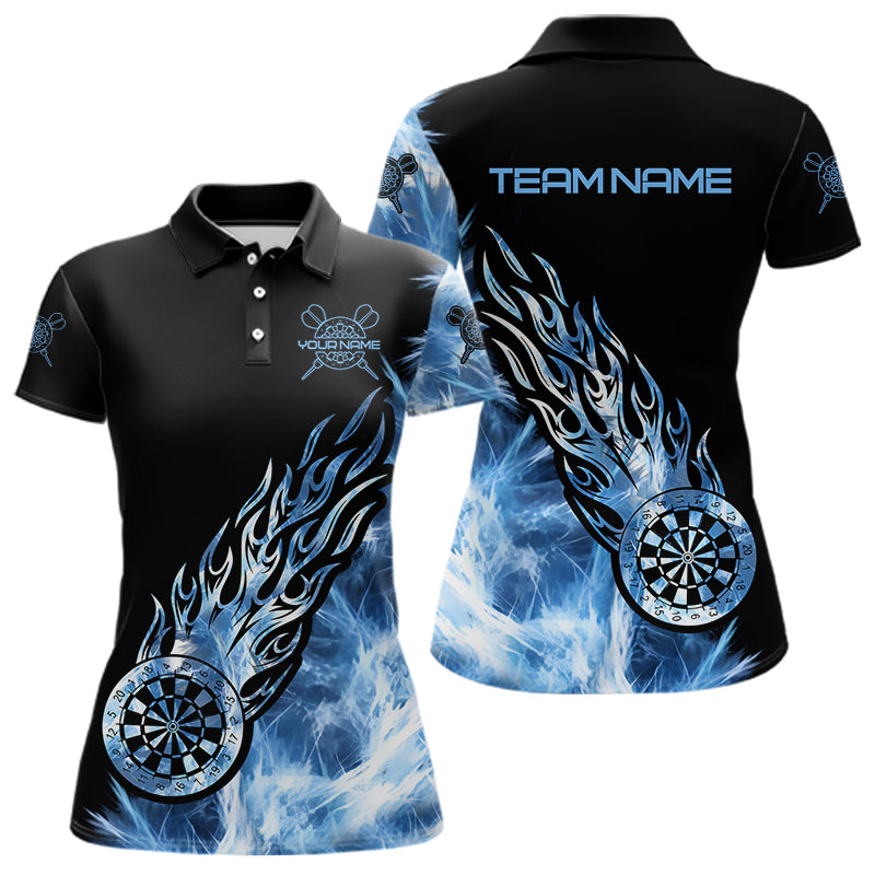 Black And Blue Light Icy Women Darts Polo & Quarter Zip Shirt Custom Dart Shirts For Team Dart Jersey TDM3411