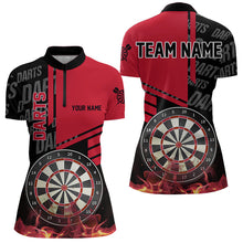 Load image into Gallery viewer, Black And Red Fire Darts Shirts For Women Custom Darts League Team Jerseys Darts Polo &amp; 1/4 Zip TDM3412