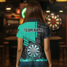 Load image into Gallery viewer, Black And Turquoise Darts Shirts For Women Custom Darts League Team Jerseys Darts Polo &amp; 1/4 Zip TDM3413