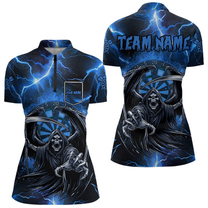 Blue Grim Reaper Custom Thunder Lightning Women Dart Shirts, Darts Jerseys TDM3550