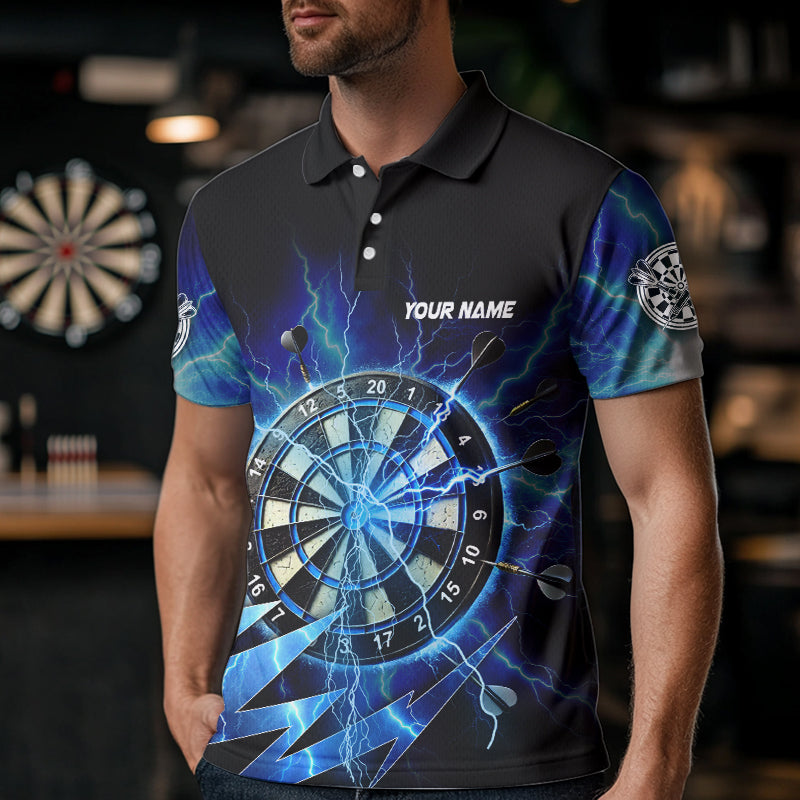 Personalized Blue 3D Dartboard Thunder Storm Lighting Dart Shirts For Men Custom Team Dart Jerseys TDM3553