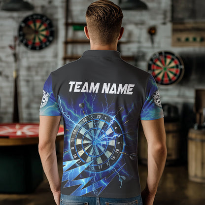 Personalized Blue 3D Dartboard Thunder Storm Lighting Dart Shirts For Men Custom Team Dart Jerseys TDM3553