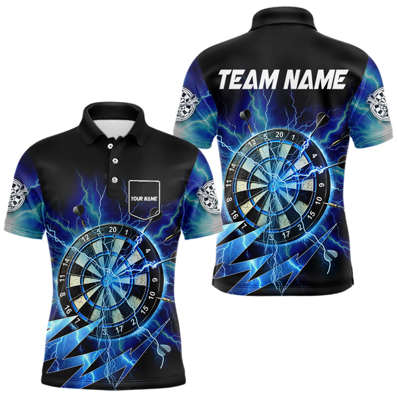 Personalized Blue 3D Dartboard Thunder Storm Lighting Dart Shirts For Men Custom Team Dart Jerseys TDM3553