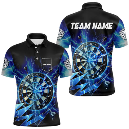 Personalized Blue 3D Dartboard Thunder Storm Lighting Dart Shirts For Men Custom Team Dart Jerseys TDM3553
