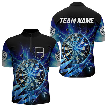 Personalized Blue 3D Dartboard Thunder Storm Lighting Dart Shirts For Men Custom Team Dart Jerseys TDM3553